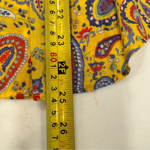 Lauren Ralph Lauren Paisley Top Sz M/P Button Up Shirt 3/4 Sleeve Yellow multi - Picture 9 of 10